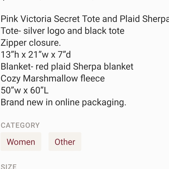 Victoria's Secret Pink Sherpa Plaid Blanket & Tote - Picture 4 of 7